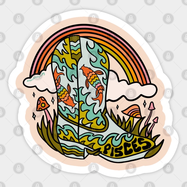 Pisces Cowboy Boot Sticker by Doodle by Meg